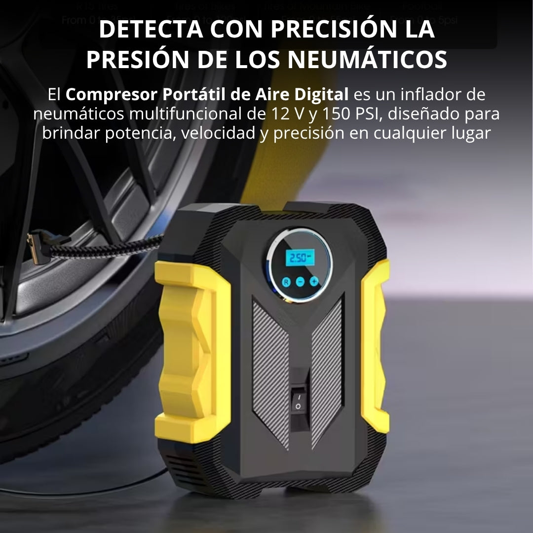 🏕️ Perfecto para viajes, aventuras y el día a día 🌄 Compresor portátil digital ⚡