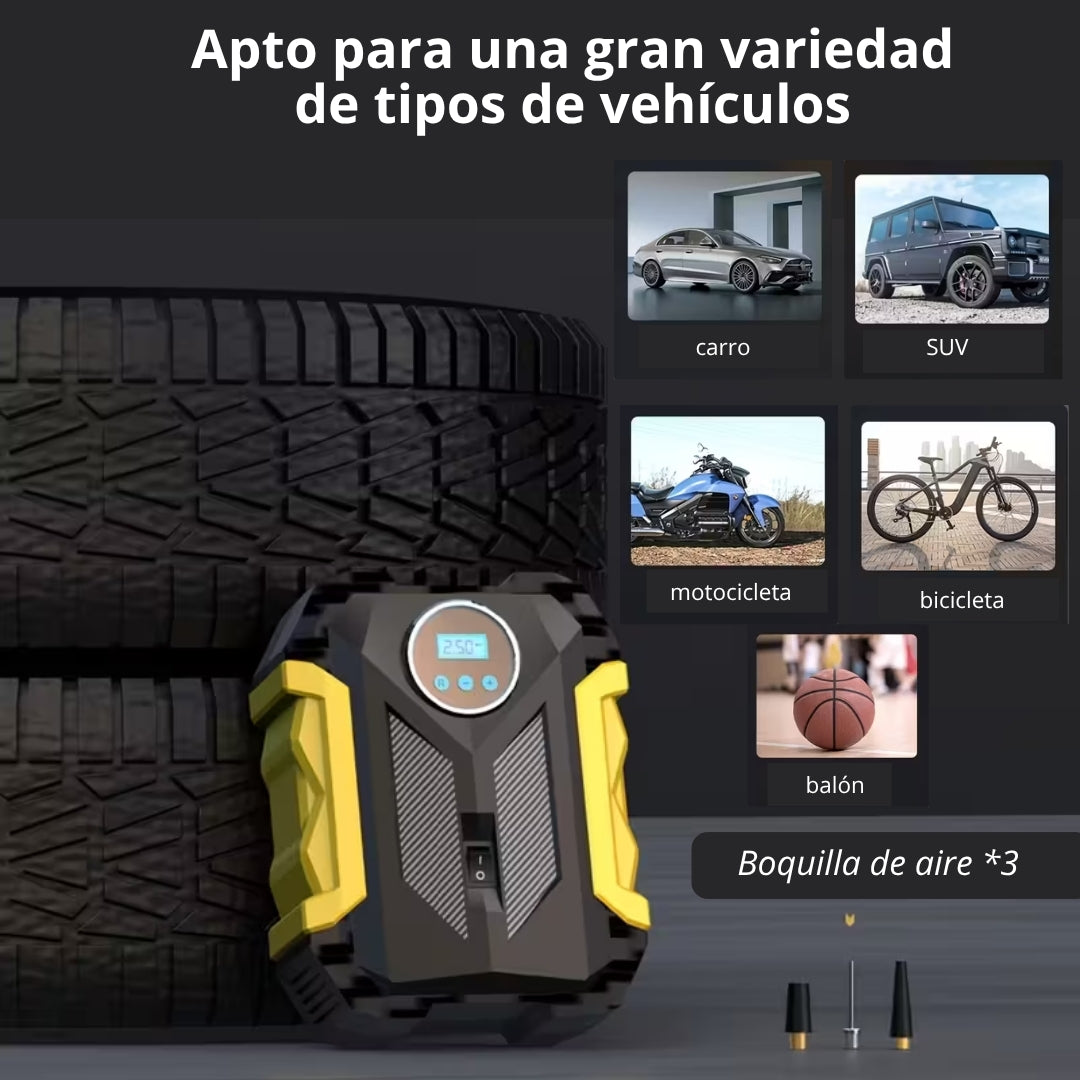 🏕️ Perfecto para viajes, aventuras y el día a día 🌄 Compresor portátil digital ⚡